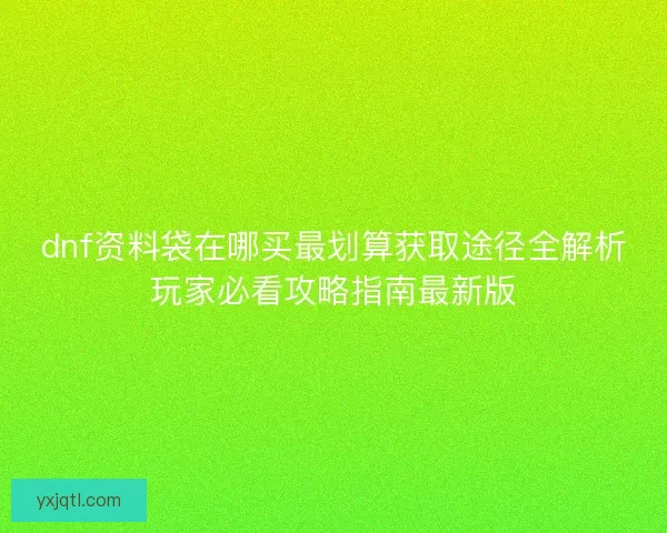 dnf资料袋在哪买最划算获取途径全解析玩家必看攻略指南最新版